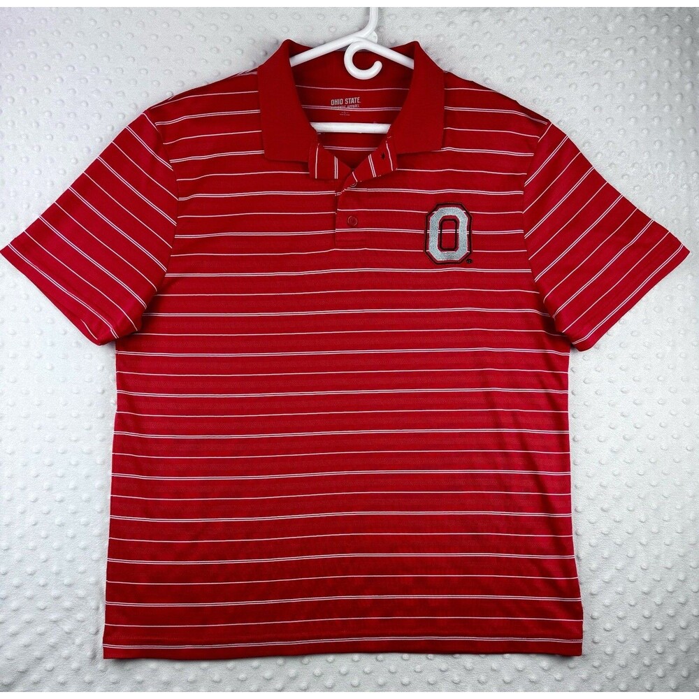 Ohio State Authentic Apparel Mens Short Sleeve Polo Shirt L Red Scarlet & Gray